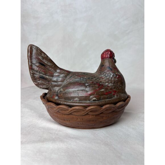 Vintage Hen on Nest Painted Ceramic 1970s - Picture 3 of 10